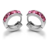 Modische Creolen verziert mit Swarovski-Kristallen, rosa