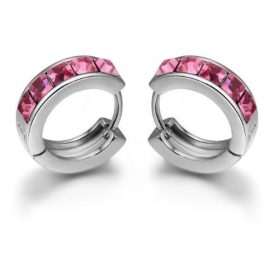 Modische Creolen verziert mit Swarovski-Kristallen, rosa