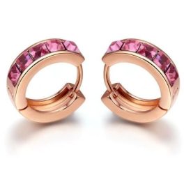   Modische Creolen verziert mit Swarovski-Kristallen, gold/rosa