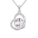 Halskette Herz in Herz mit Anhänger, verziert mit Swarovski-Kristallen, weiß