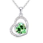Halskette Herz in Herz mit Anhänger, verziert mit Swarovski-Kristall, Peridot