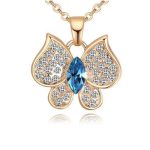 Halskette mit Schmetterling, verziert mit Swarovski-Kristallen, Aquamarin