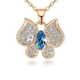   Halskette mit Schmetterling, verziert mit Swarovski-Kristallen, Aquamarin