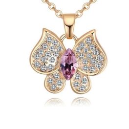   Halskette mit Schmetterling, verziert mit Swarovski-Kristallen, Amethyst