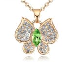 Halskette mit einem Schmetterling, verziert mit Swarovski-Kristallen, Peridot