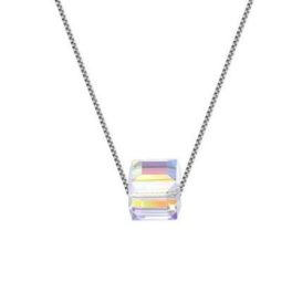  Halskette mit Würfelanhänger, verziert mit Swarovski-Kristallen, mehrfarbig