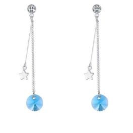   Ohrringe verziert mit Sternen und Swarovski-Kristallen, Aquamarin