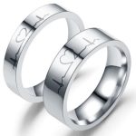 Damen-Ehering aus Edelstahl, mit EKG-Signal, Größe 8