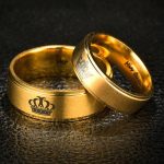 Damen-Ehering aus Edelstahl mit der Aufschrift „His Queen“, goldfarben, Größe 7