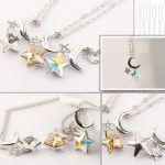 Halskette mit Mond-Stern-Anhänger, verziert mit Swarovski-Kristallen, VM