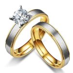 Herren-Ehering aus Edelstahl mit goldenen Ringen, Größe 10