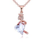 Halskette mit floralem Herzanhänger, verziert mit Swarovski-Kristallen, weiß