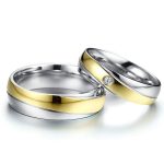 Damen-Ehering aus Edelstahl mit vergoldetem Ring, Größe 6