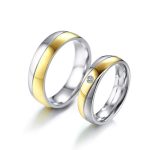 Damen-Ehering aus Edelstahl mit vergoldetem Ring, Größe 7