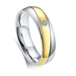 Damen-Ehering aus Edelstahl mit vergoldetem Ring, Größe 8