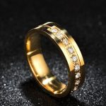 Herren-Ehering aus Edelstahl mit graviertem Streifen, Gold, Größe 7