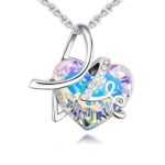 Halskette mit Herzanhänger, Aufschrift LOVE, verziert mit Swarovski-Kristall, AB