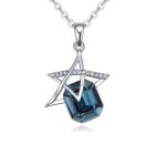 Halskette mit Sternauge-Anhänger, verziert mit Swarovski-Kristallen, blau