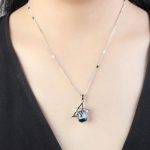 Halskette mit Sternauge-Anhänger, verziert mit Swarovski-Kristallen, blau