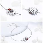 Silberne Halskette mit Gänseblümchen und Marienkäfer