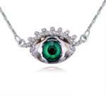 Halskette mit augenförmigem Anhänger, verziert mit Swarovski-Kristallen, smaragdgrün