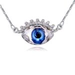 Halskette mit augenförmigem Anhänger, verziert mit Swarovski-Kristallen, saphirblau