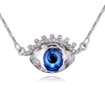 Halskette mit augenförmigem Anhänger, verziert mit Swarovski-Kristallen, saphirblau