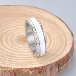 Damenring aus Edelstahl, mit Keramikeinsatz, Silber, Größe 6