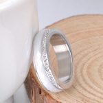 Damenring aus Edelstahl, mit Keramikeinsatz, Silber, Größe 7