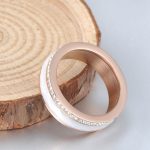 Damenring aus Edelstahl, mit Keramikeinsatz, Roségold, Größe 8