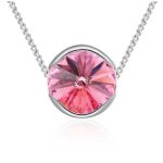 Halskette verziert mit runden Swarovski-Kristallen, rosa