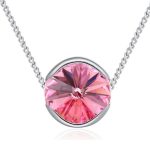 Halskette mit rundem Anhänger, verziert mit Swarovski-Kristallen, rosa