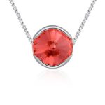 Halskette mit rundem Anhänger, verziert mit Swarovski-Kristallen, rot