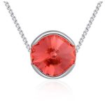 Halskette verziert mit runden Swarovski-Kristallen, rot