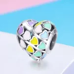  Silberner Herzanhänger mit bunten Herzen