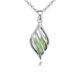   Halskette mit tropfenförmigem Anhänger, tschechischer Kristall, Peridot