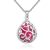 Halskette mit durchbrochenem, tropfenförmigem Anhänger, tschechischem Kristall, rosa