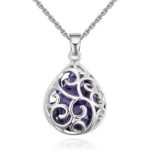 Halskette mit durchbrochenem, tropfenförmigem Anhänger, tschechischem Kristall, Tansanit