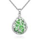 Halskette mit durchbrochenem, tropfenförmigem Anhänger, tschechischem Kristall, Peridot