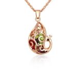 Halskette mit pfauenförmigem Anhänger, tschechischer Kristall, mehrfarbig