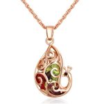 Halskette mit pfauenförmigem Anhänger, tschechischer Kristall, mehrfarbig