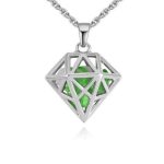 Halskette mit Diamantkristallanhänger, tschechischem Kristall, Peridot