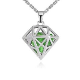   Halskette mit Diamantkristallanhänger, tschechischem Kristall, Peridot