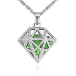   Halskette in Form eines Diamantkristalls mit durchbrochenem Peridot-Anhänger