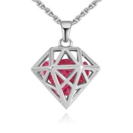   Halskette in Form eines Diamantkristalls mit durchbrochenem Anhänger, rosa