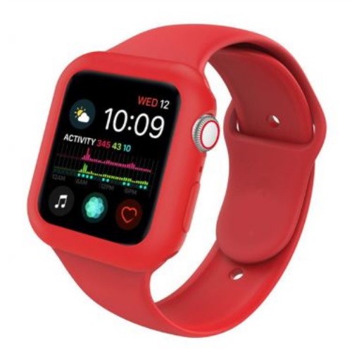 Apple Watch Armband mit Hülle, Silikon, 40 mm, S, M, rot