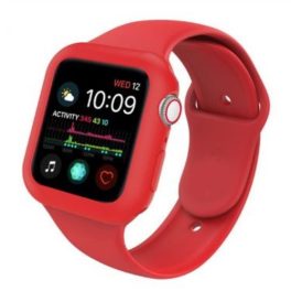 Apple Watch Armband mit Gehäuse, Silikon, 44 mm, S, M, rot