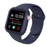 Apple Watch Armband mit Gehäuse, Silikon, 44 mm, S, M, dunkelblau
