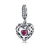  Silberner Herzanhänger mit Zirkonkristall, lila