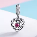  Silberner Herzanhänger mit Zirkonkristall, lila